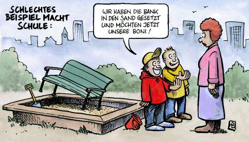 Bank in Sand gesetzt